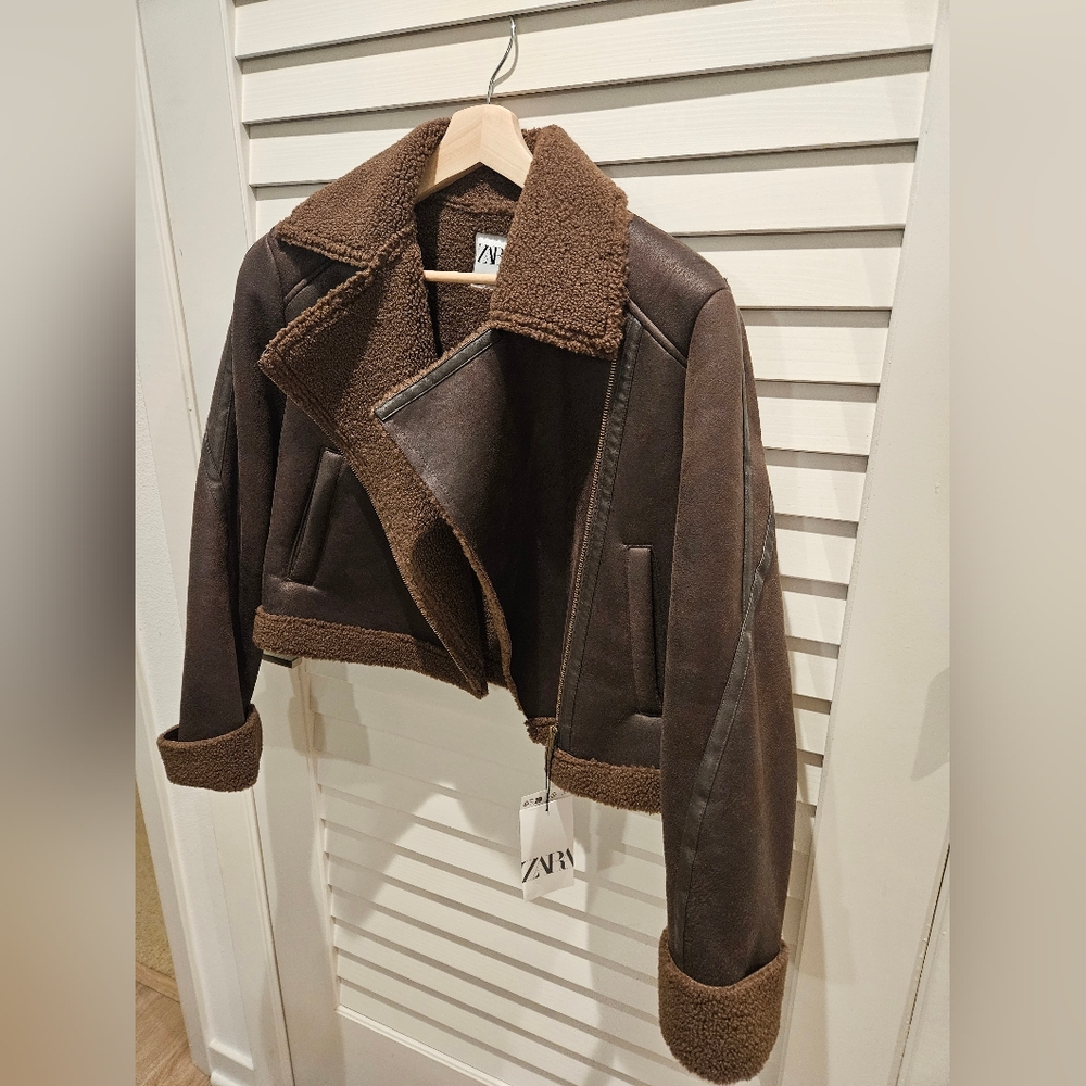 Zara NWT shearling jacket XS - Picture 7 of 11